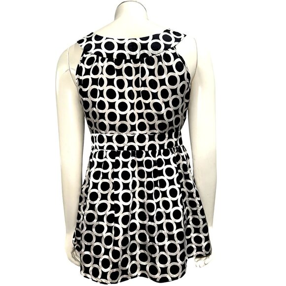 INC International Concepts 4P Silk Sequin Trim Halter Blouse Black White Circles - Picture 5 of 12